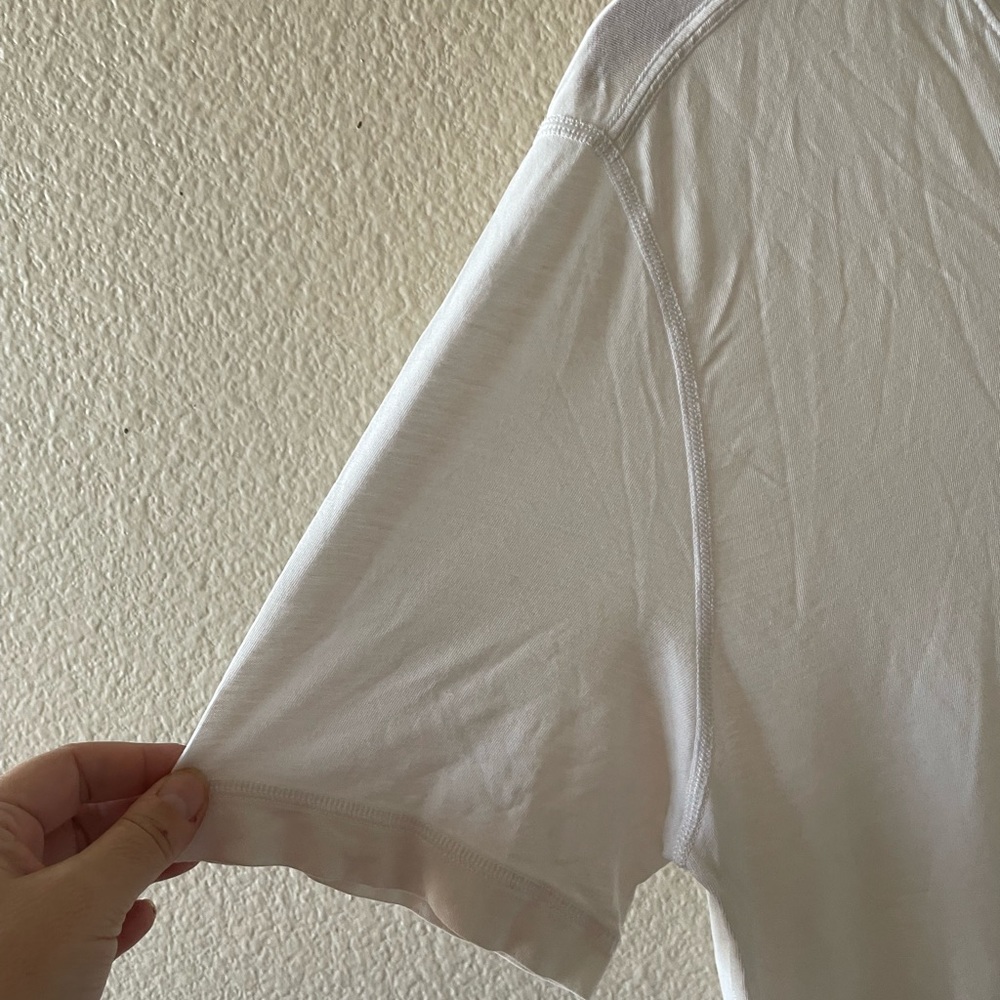 Lululemon Solid White V Neck Extra Long T-Shirt - image 4